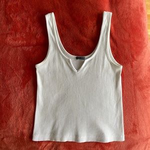 Brandy Melville Sleeveless White Ribbed Tank Top One Size